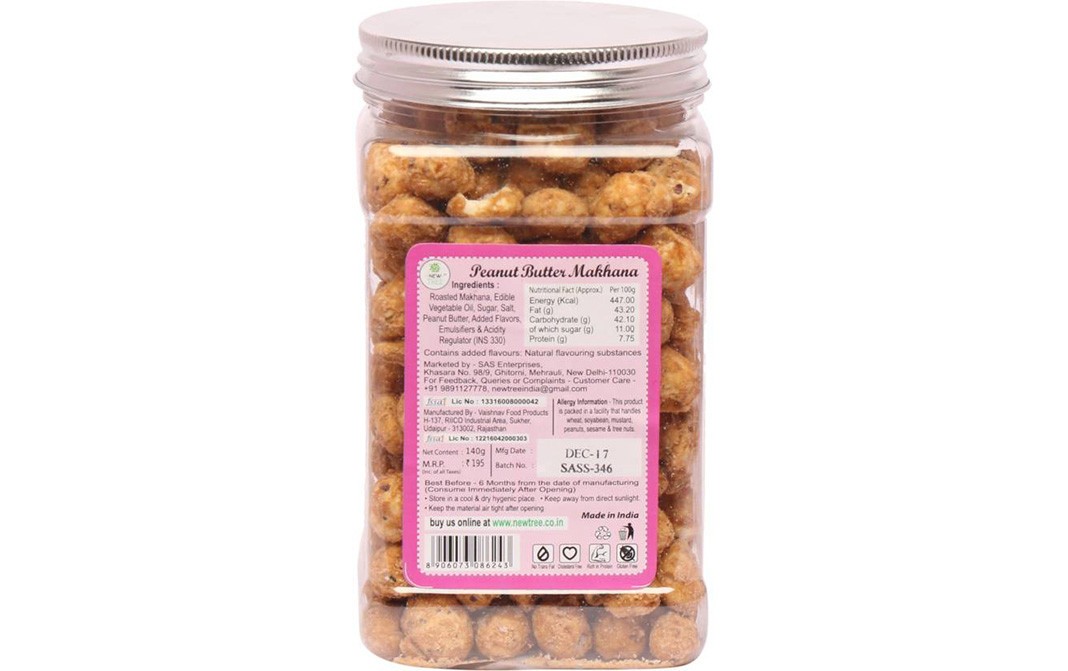 New Tree Munchbox Peanut Butter Makhana   Plastic Jar  140 grams